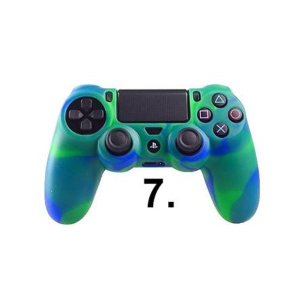 Silikonebeskyttelse / Beskyttelse til PS4 Kontrol - Kamouflage MultiColor 7. Blå/Grön