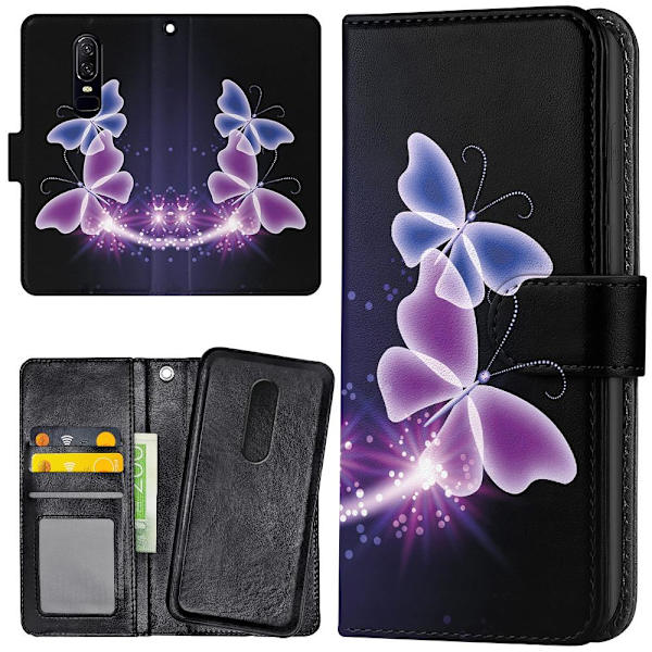 OnePlus 7 - Mobilcover/Etui Cover Lilla Sommerfugle