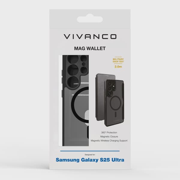 Vivanco Mag Wallet Plånboksfodral Samsung Galaxy S25 Ultra Svart