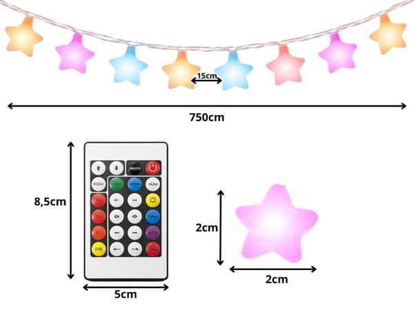 LED RGB stjärnslinga USB app fjärrkontroll