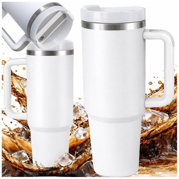 Termosmugg 1.2 L med sugrör Vit