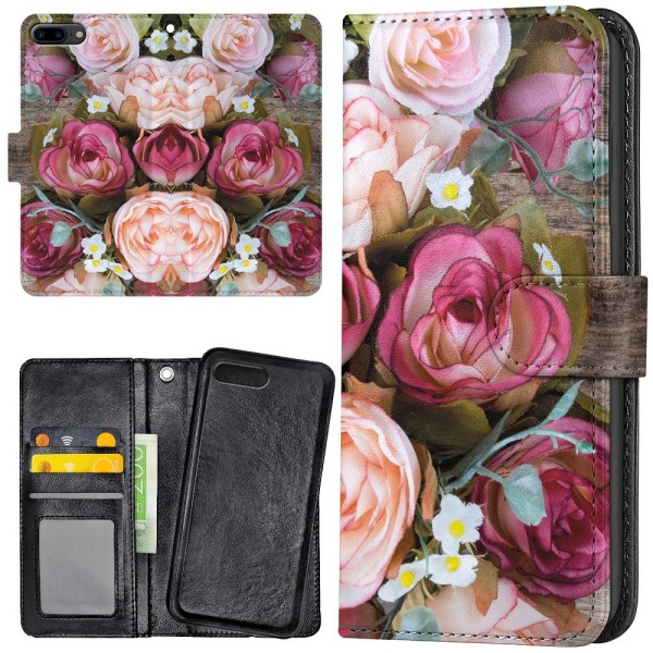 iPhone 7/8 Plus - Plånboksfodral/Skal Blommor