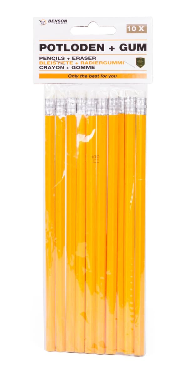 Blyertspennor + sudd 10-pack