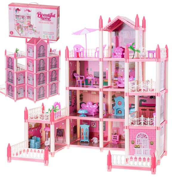 Dockhusvilla rosa DIY 4-våningsmöbler