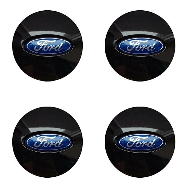 4-Pack - Ford Centrumkåpor / Hjulnav Emblem - Bil 66mm - Svart