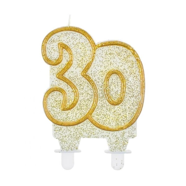 Guldglittrande 30-års födelsedagsljus, sifferljus i guld