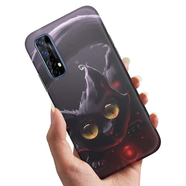 Cover / Mobilcover til Realme 7 - Sort Kat