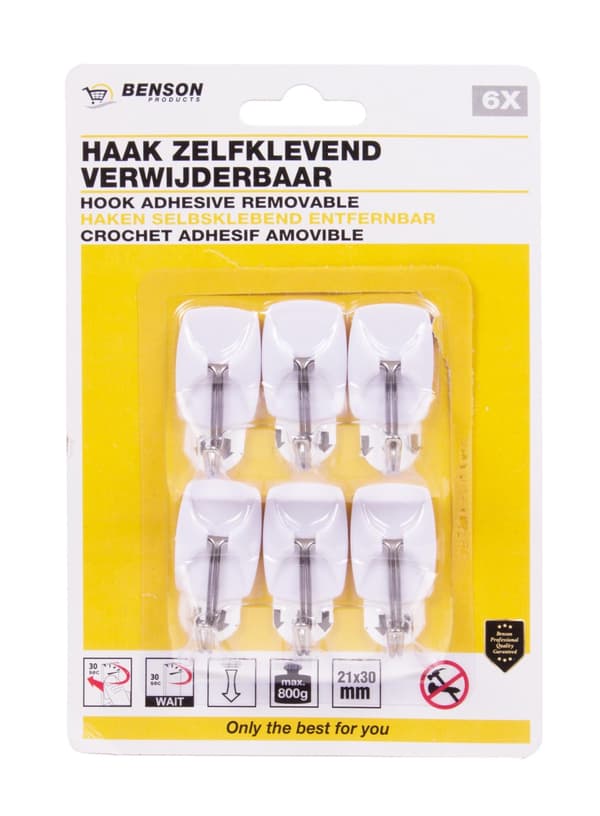 Krok självhäftande avtagbar 6-pack 2,1×3 cm