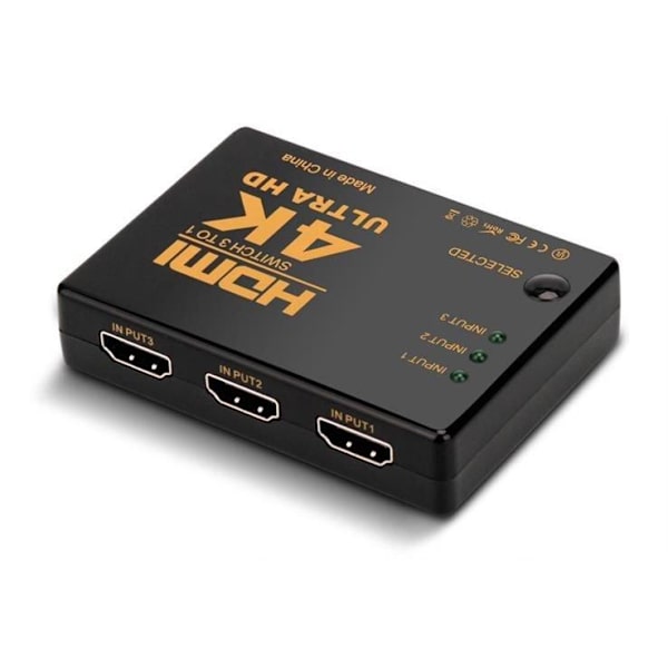 4K HDMI-switch 3x1 med Fjärrkontroll - 3-vägs Svart