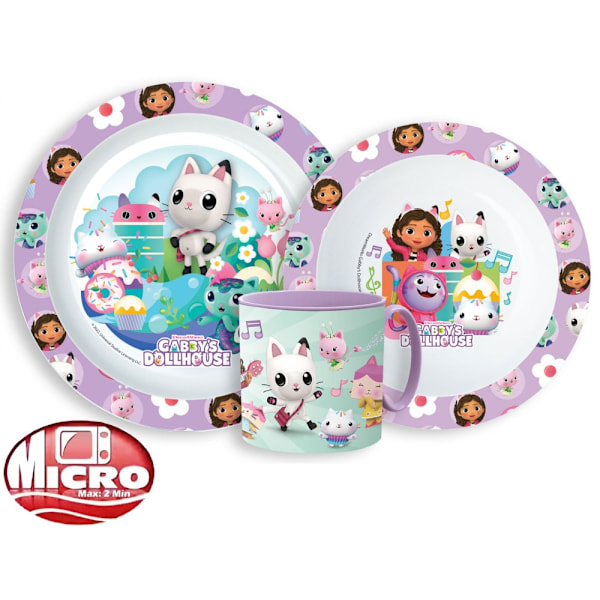 Gabby's Dollhouse middagsset, mikropolymer-set med kopp 265 ml