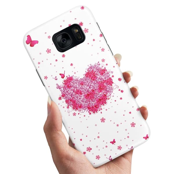 Deksel / Mobildeksel til Samsung Galaxy S7 - Blomsterhjerte