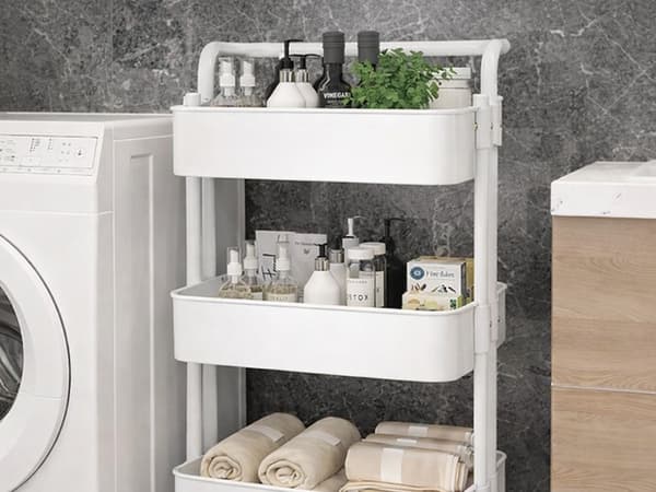 Förvaringshylla med hjul 3 plan metall White