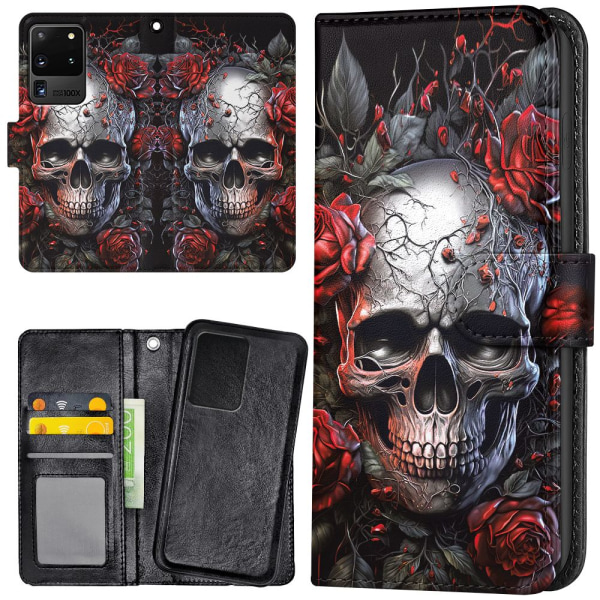 Samsung Galaxy S20 Ultra - Mobilcover/Etui Cover Skull Roses