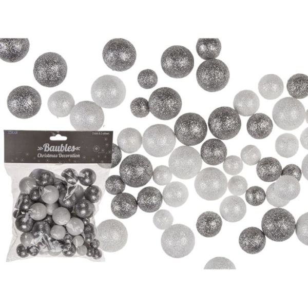 Skumkuler / julepynt Baller - Glitter Silver