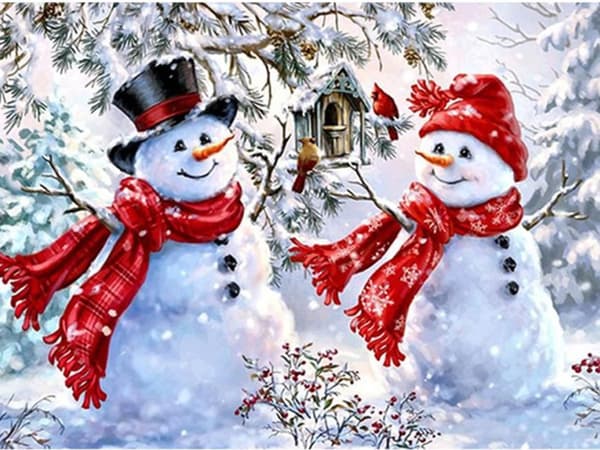 Diamantbroderi snögubbeuppsättning jul 5d