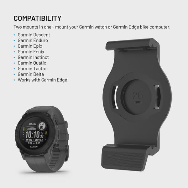 FIXED Styrfäste hållare för Garmin smartklockor 26mm Svart