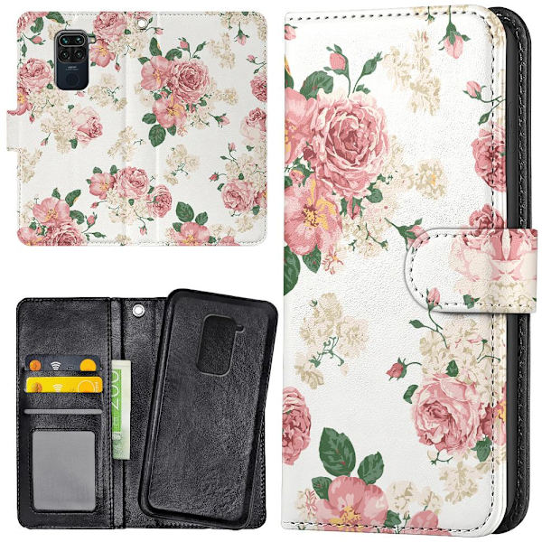 Xiaomi Redmi Note 9 - Lommebok Deksel Retro Blomster