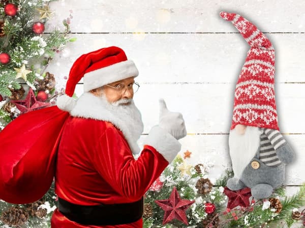 Julspöke grå tomte med julgransskägg 38 cm mjuk grå