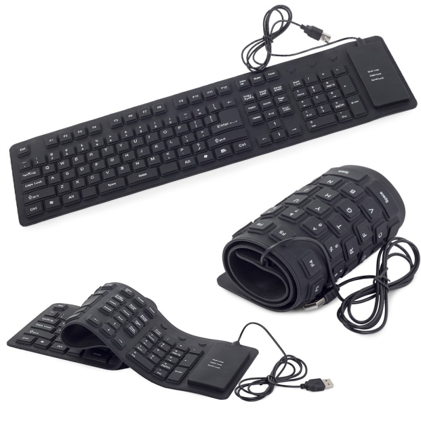 Lydløs Tastatur i Silikon - Bøybart (EN) Black