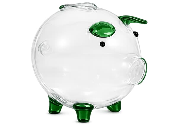 Spargris glas liten Grön