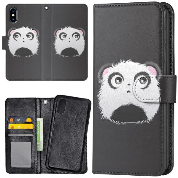 iPhone X/XS - Plånboksfodral/Skal Pandahuvud