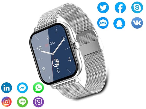 Smartklocka dam herr gummiarmband sport Bluetooth-samtal grå Grey