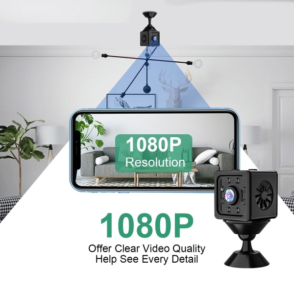Mini spionkamera HD 1080p - nattsyn og bevegelsesdetektor Black