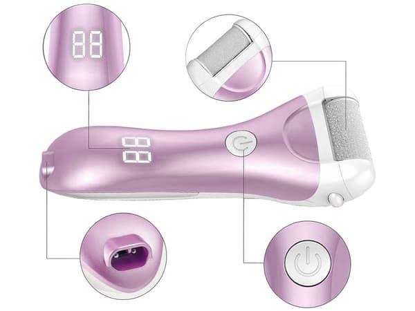 Elektrisk hälfil pimpstensskärare set 3 rullar LCD Pink