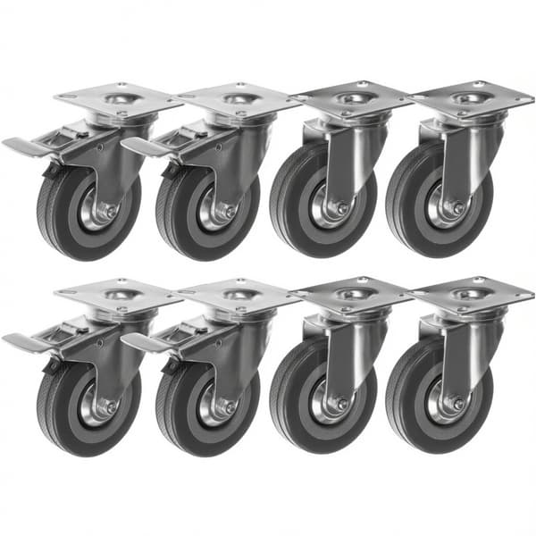 Svingbare Kædehjul med Bremse - Transportruller 8-Pack