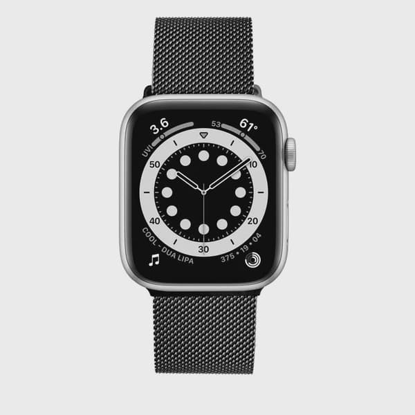 FIXED Mesh metallrem för Apple Watch 42/44/45/49mm Svart