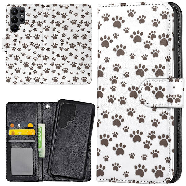 Samsung Galaxy S23 Ultra - Plånboksfodral/Skal Paw Pattern