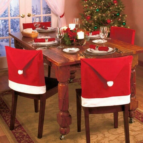 4-Pack - Tuolin päällinen / Päällinen tuolille - Joulupukin hattu