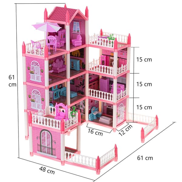 Dockhusvilla rosa DIY 4-våningsmöbler