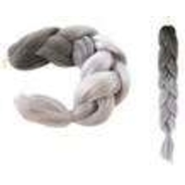 Jumbo Braid / Löshår Hårfläta - 60 cm MultiColor Svart/Grå