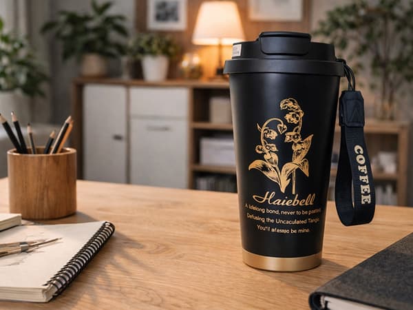 Termosmugg 530 ml med sugrör Svart