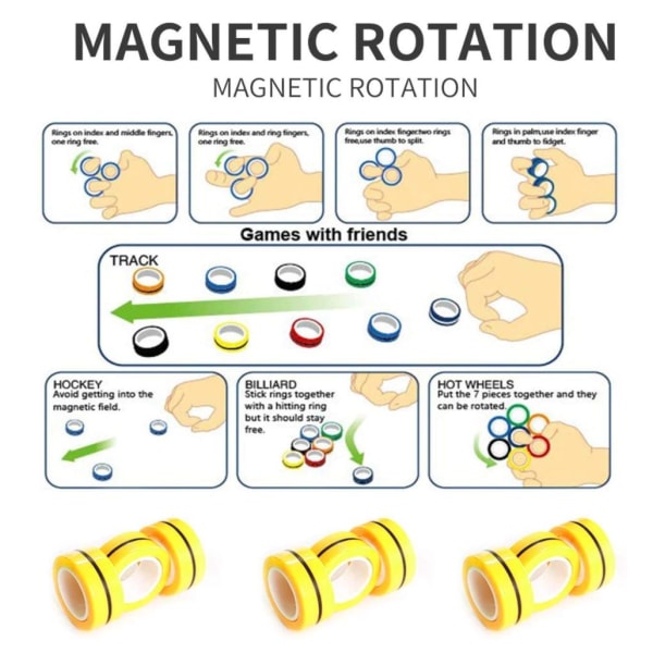 3-Pak - Magnetiske Ringer / Fidget Toys - Magnetkuler Multicolor