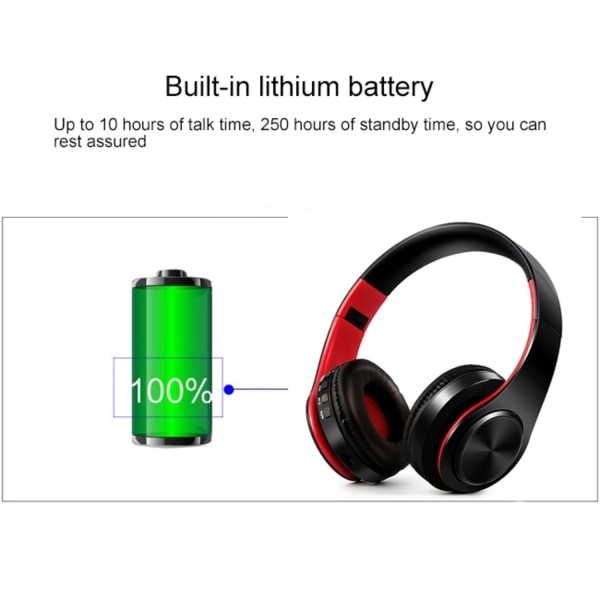 LPT660 Bluetooth Hovedtelefoner - Mikrofon & TF kort - Sort / Rød Multicolor