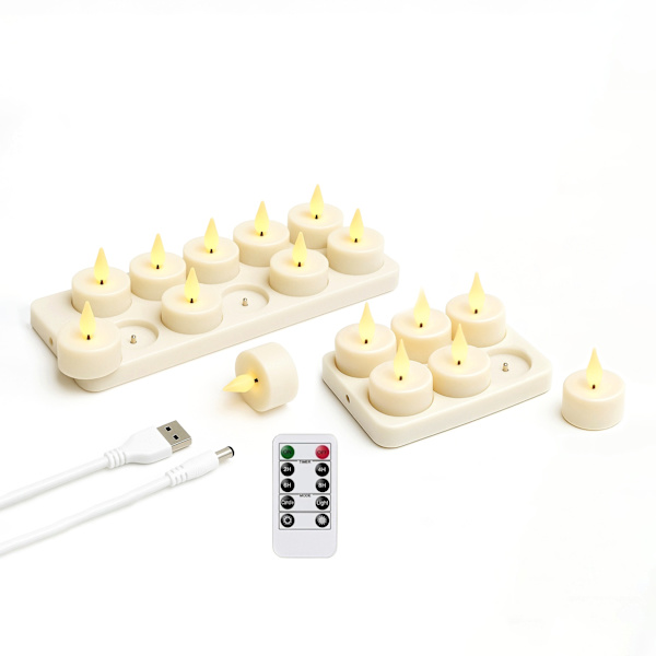 Värmeljus Uppladdningsbara – LED Ljus med Kontroll & Timer 12-Pack