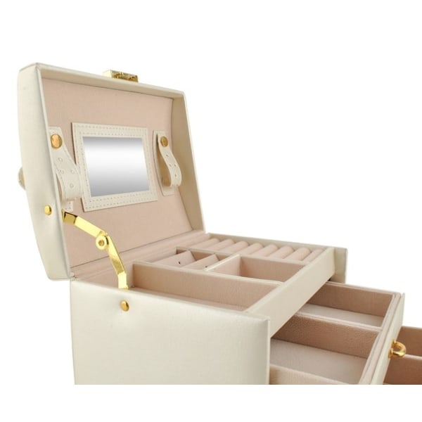 Smykkeskrin med Spejl - Kasse til Smykkeopbevaring Beige