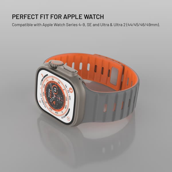 FIXED Mag Silikonrem för Apple Watch 42/44/45/46/49mm ljusgrå