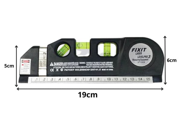Laserpass - Med måttband 2,5 m, USB-laddning