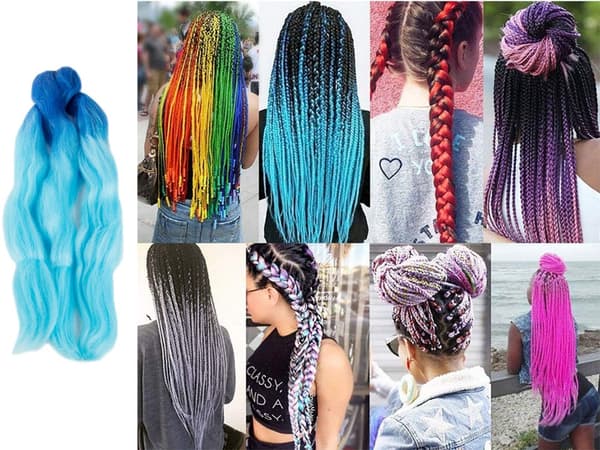 Jumbo Ombre Braid / Löshår Hårfläta - 60 cm Blå