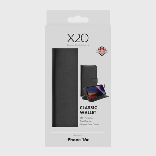 X2O Classic Wallet Plånboksfodral iPhone 17e/16e Svart