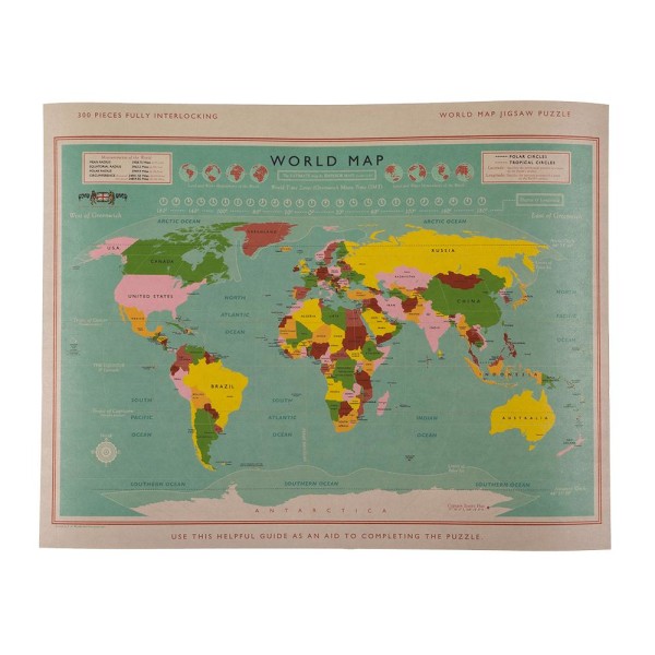 Pussel Världskarta / Kartpussel - 300 bitar multifärg