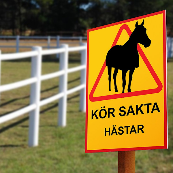 Kör sakta Hästar - Skylt / Varningsskylt - Trafikskylt A3 MultiColor 2-Pack