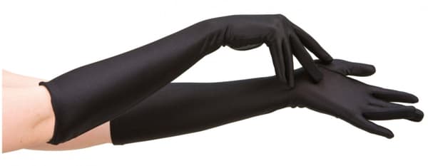 Lange sorte handsker i polyester - Maskerade - One size voksen