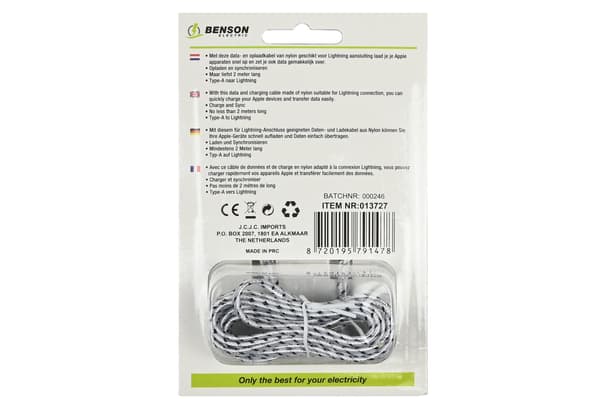 USB lightning kabel 2 m nylon