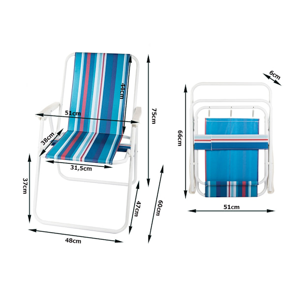 Strandstol / Solstol - Stol till Strand - Hopfällbar Multicolor