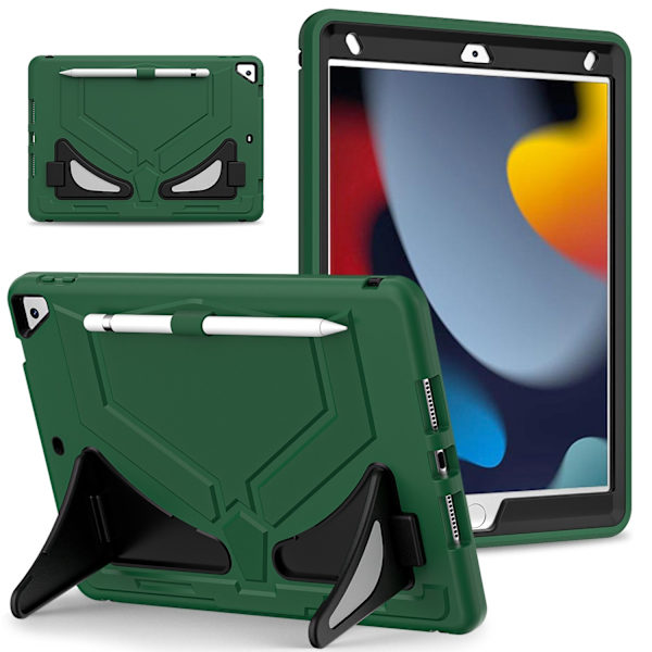 iPad 10.2 (2021/2020/2019) - Skal med Stativ - Välj färg Dark green
