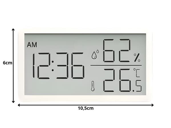 Digital termometer hygrometer med klocka